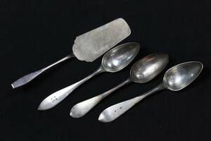 MATSKEDAR, 3 st, samt TÃ…RTSPADE, silver, 229 g, bl.a. 1800-tal