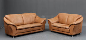 To og tre pers. lædersofa 2