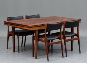 Dansk møbelproducent, spisebord med fire stole, palisander 4