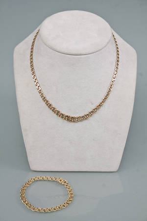 Bismark halskæde og armbånd af 14 kt. guld 2