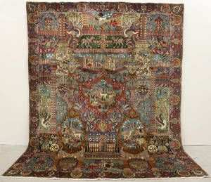 Figural persisk Kashmar tæppe. 380 x 295 cm.