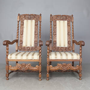 KARMSTOLAR, 1 par, barockstil, 181900-tal.