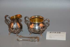 Sockerskål, gräddkanna sockertång, silver