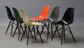 Charles Eames. Sæt på seks skalstole, multicolor, model DSW. 6 