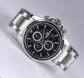 Jacques Lemans, model 1-1847E. Herrechronograf i stål med sort skive 