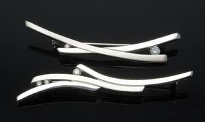 2 brocher af sterling sølv med Cubic Zirkonia 2