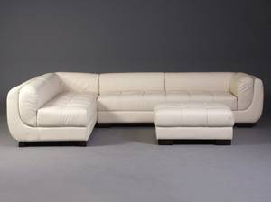 Stor læder-hjørnesofa med puf 3