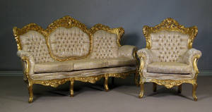 Sofa samt hvilestol i rokokoform 2