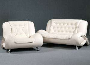 Sofasæt. Topers. sofa samt hvilestol, cremehvid læder 2