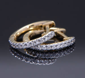 Brillant creoler af 18 kt guld, ca 0.15 ct