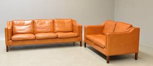 Dansk møbelproducent. Sofasæt i cognacfarvet læder 2