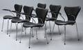 Arne Jacobsen. Seks armstole model 3207, sort Elegance anilin læder 6