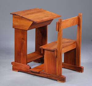 Skolepult, massiv teak