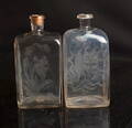 PLUNTOR, 2 stycken, glas, slipad dekor, 1800-tal.