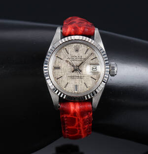 Rolex Datejust. Vintage dameur i 18 kt. hvidguld med sølvfarvet skive - cert. 1974