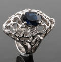 Designer Ring in 18K white gold with Blue sapphire and diamonds approx. 0.17ct.