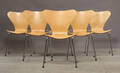 Arne Jacobsen. Sæt på seks stole, model 3107 i ahorn 6 