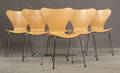 Arne Jacobsen. Sæt på seks stole, model 3107 i ahorn 6 