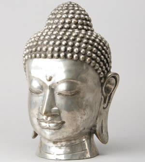Buddha hoved i forsølvet bronze