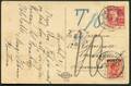  AFA 4 1921. Portomærke, 10 Øre rød på underfrankeret brevkort fra HJALMEDAL 9.6.1921 til København.