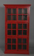 Vitrineskab, rød antikbemaling