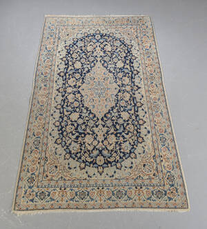 Persisk Nain tæppe, uldsilke på bomuld, 117x208cm