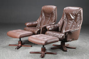 Par lænestole med skamler, læder 4