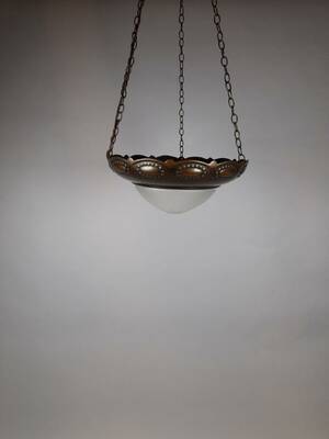 Taklampa, glas och metall