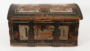 Kista med välvt lock, allmoge, Lima, daterad 1830