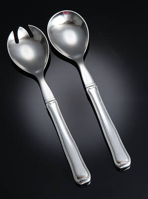 Georg Jensen. Dobbeltriflet salatsæt med skafter af sterlingsølv 2