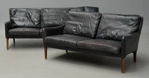 Dansk møbelproducent. To-pers. og tre-pers. sofa, sort læder 2