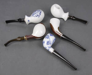 Kgl. porcelæn. Piber af porcelæn bla. Musselmalet 5