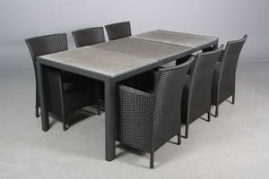 Havemøbelsæt bestående af seks armstole samt bord med plade i granit. 7