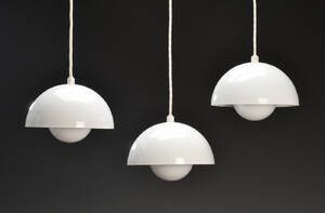 Verner Panton, tre Flower Pot pendler hvide. 3
