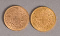 Schweiz. 2 stk. 20 Francs guldmønter 1915 og 1922
