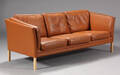 Stouby. Tre-pers. sofa, brunt læder