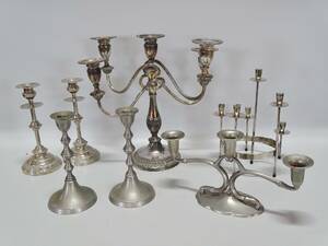 Parti ljusstakar, 7 delar, ljus metall