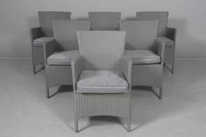 Havemøbler. Seks havestole, lysegrå polyrattan 6