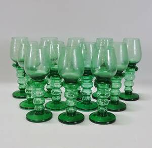 12 st remmare, grönt glas