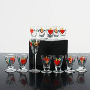 SNAPSGLAS, 12 st, handmålad dekor