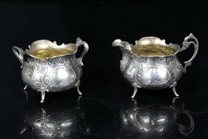 SOCKERSKÅL, samt GRÄDDKANNA, silver, Gewe, Malmö, 1969, 216 g