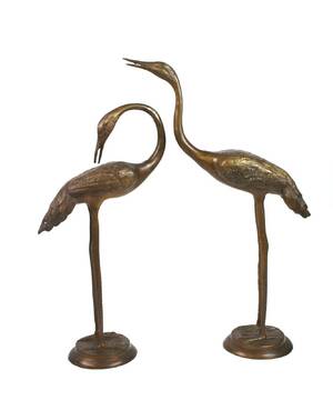 2 Kranichfiguren aus Bronze