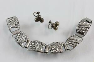 ARMBAND samt ÖRHÄNGEN, ett par, silver