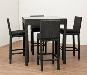 Højt barcafe sæt i sort polyrattan 5