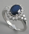Safir- og brillant ring, 9kt