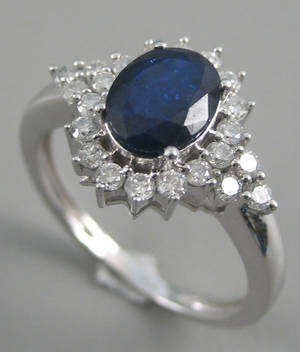 Safir- og brillant ring, 9kt