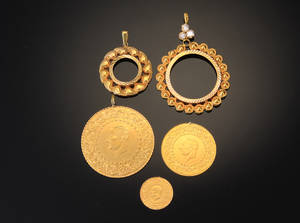 Samling guldmedaljer mm. vægt. 30 gram. 4.