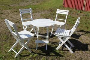 VIT HOPFÄLLBAR TRÄDGÅRDSGRUPP 5 DEL