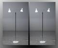 2 standerlamper  gulvlamper, model Double Mind, hvid  crom 2