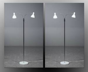2 standerlamper  gulvlamper, model Double Mind, hvid  crom 2